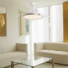 Ventilador retráctil Alemar Samana blanco oro luz LED 50-107 cm