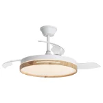 Ventilador retráctil Alemar Togo blanco madera luz LED 50-107 cm