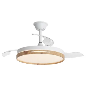 Ventilador retráctil Alemar Togo blanco madera luz LED 50-107 cm