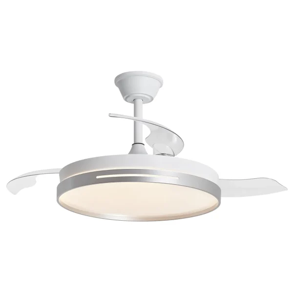 Ventilador retráctil Alemar Togo blanco plata luz LED 50-107 cm