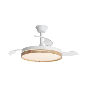 Ventilador retráctil Alemar Togo Mini blanco madera luz LED 40-91 cm
