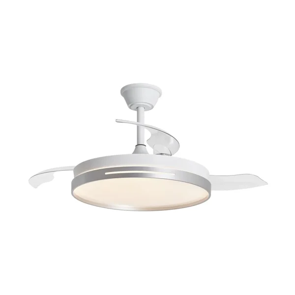Ventilador retráctil Alemar Togo Mini blanco plata luz LED 40-91 cm