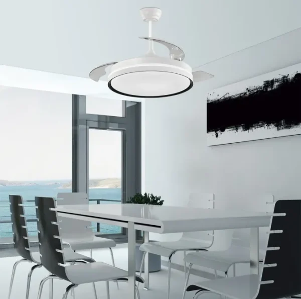 Ventilador retráctil Alemar Vic blanco luz LED 50-107 cm