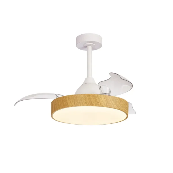 Ventilador Mantra Alaska MINI Blanco y madera Luz LED 43-91 cm