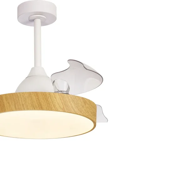 Ventilador Mantra Alaska MINI Blanco y madera Luz LED 43-91 cm
