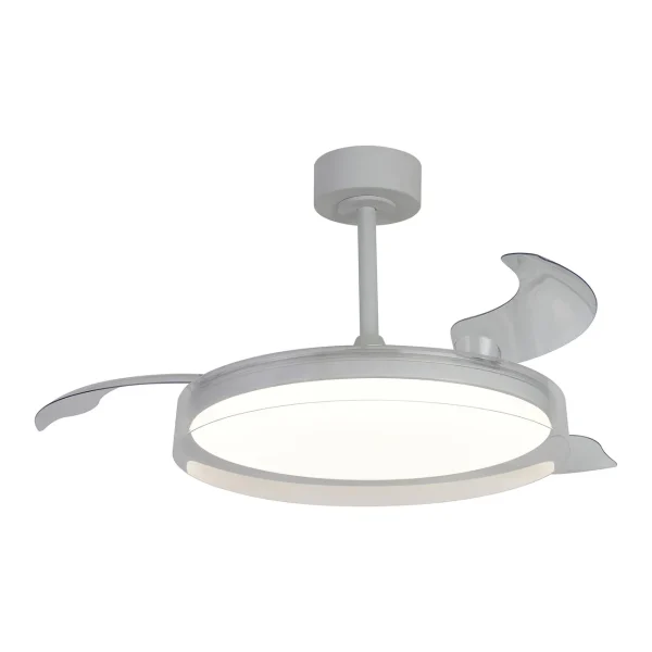 Ventilador retráctil Mantra Glass Fan M Blanco Luz LED 53-106 cm