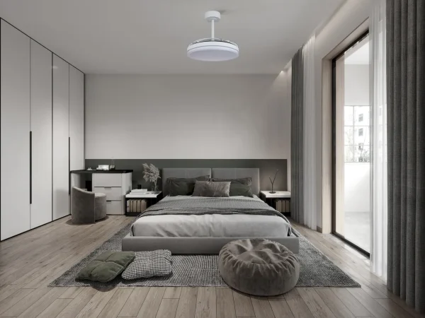 Ventilador retráctil Mantra Luna M Blanco Luz LED 49-106 cm
