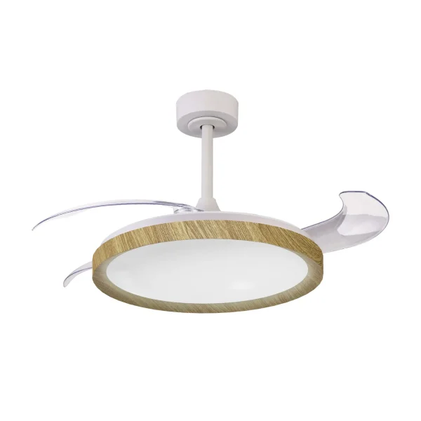 Ventilador Mantra Mistral Blanco y madera Luz LED 51,5-106 cm