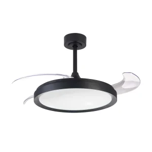 Ventilador retráctil Mantra Mistral Negro Luz LED 51,5-106 cm