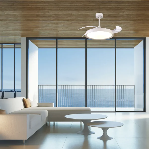 Ventilador retráctil Mantra Mistral Blanco Luz LED 51,5-106 cm