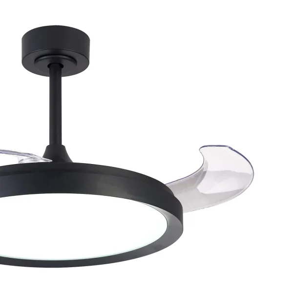 Ventilador retráctil Mantra Mistral Negro Luz LED 51,5-106 cm