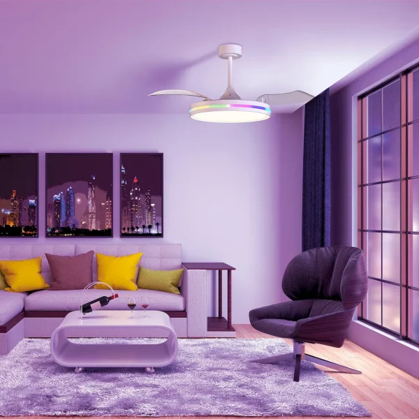 Ventilador retráctil Mantra North Blanco Luz LED 43-91 cm