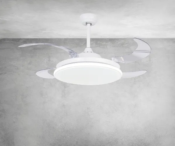 Ventilador retráctil Mimax Zephyr L blanco LED 50-107 cm