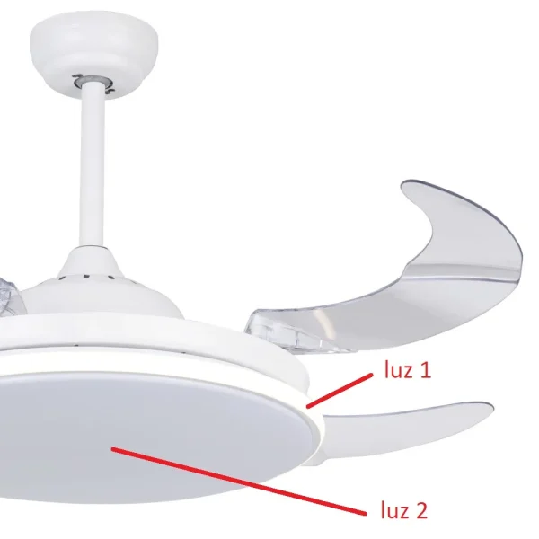 Ventilador retráctil Mimax Zephyr L blanco LED 50-107 cm