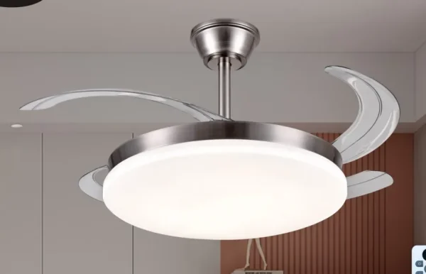 Ventilador retráctil P&B Agata L níquel LED 50-108 cm