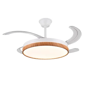 Ventilador retráctil P&B Althea L blanco madera LED 50-108 cm