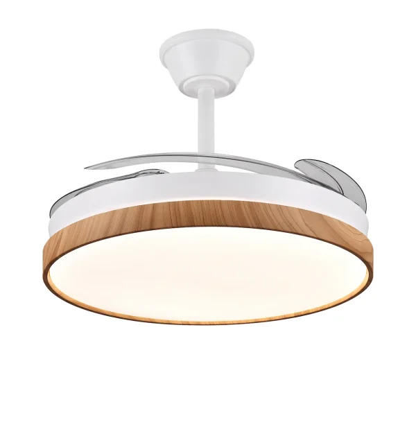 Ventilador retráctil P&B Althea L blanco madera LED 50-108 cm
