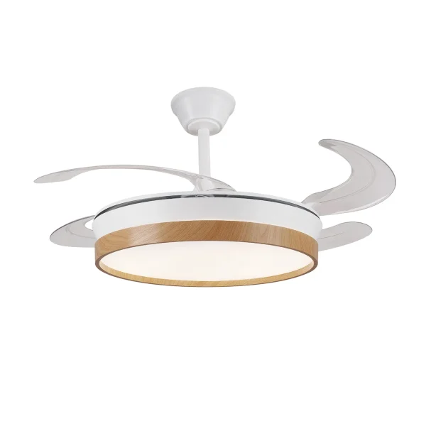 Ventilador retráctil P&B Fiona L blanco madera LED 50-108 cm