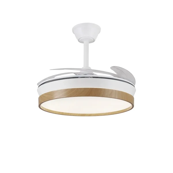Ventilador retráctil P&B Fiona L blanco madera LED 50-108 cm