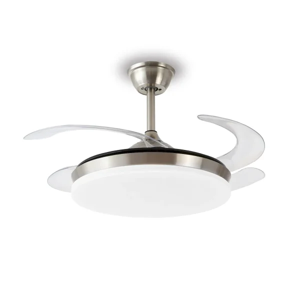 Ventilador retráctil P&B Isabella L níquel LED 50-108 cm