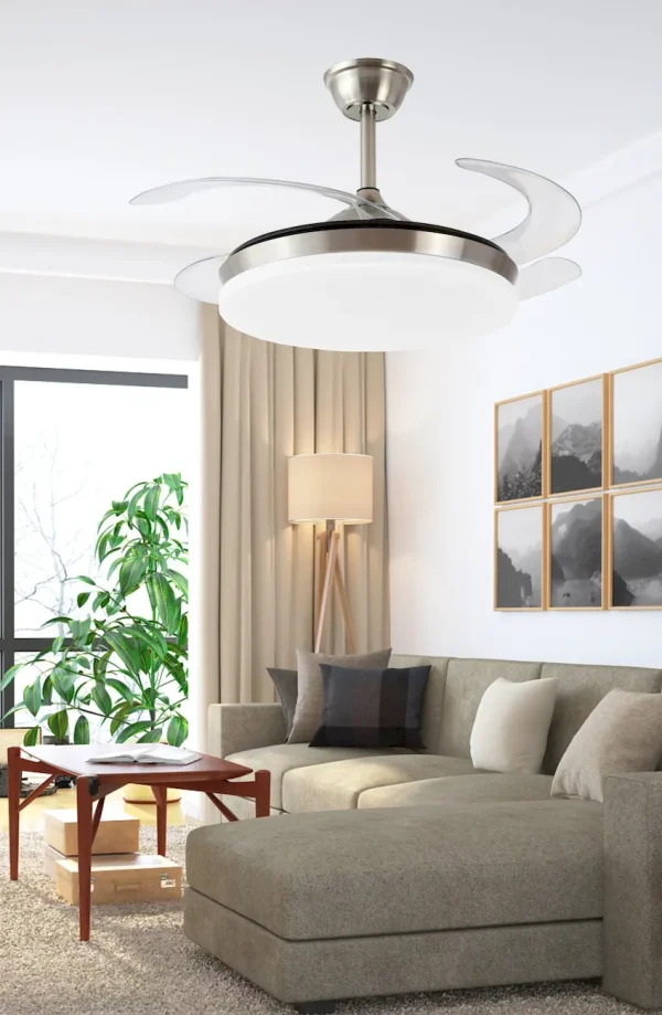 Ventilador retráctil P&B Isabella L níquel LED 50-108 cm