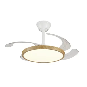 Ventilador retráctil P&B Melody S blanco y madera LED 41-92 cm