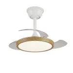 Ventilador retráctil P&B Melody XS blanco y madera LED 30-68 cm
