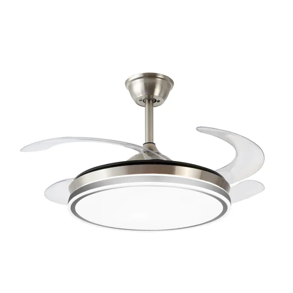 Ventilador retráctil P&B Stella L níquel LED 50-108 cm