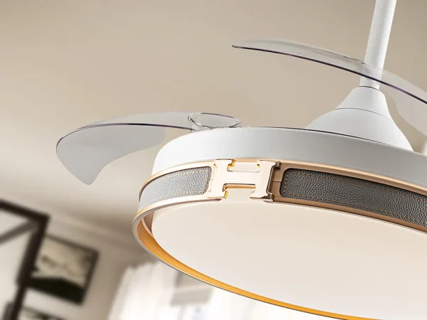 Ventilador retráctil schuller Herón blanco oro LED 50-106 cm