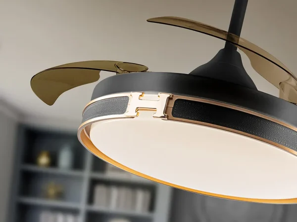 Ventilador retráctil schuller Herón negro oro LED 50-106 cm
