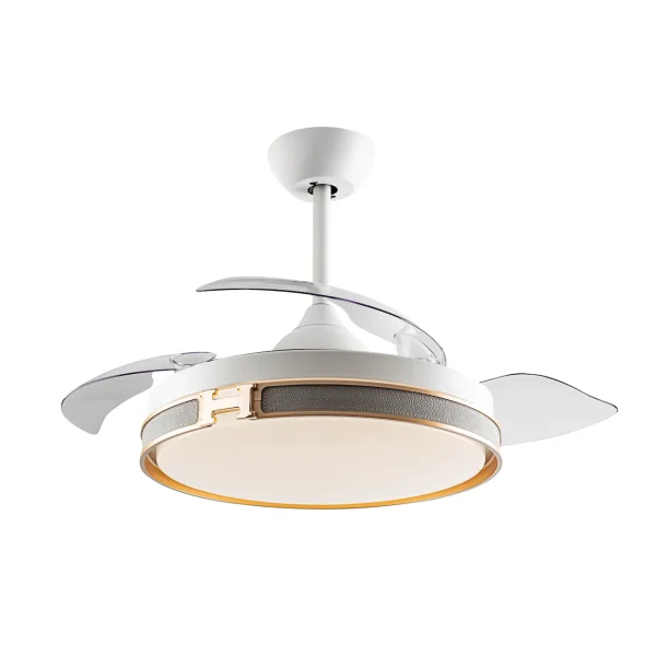 Ventilador retráctil schuller Herón blanco oro LED 50-106 cm