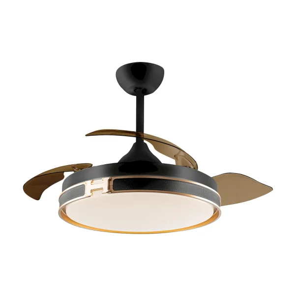 Ventilador retráctil schuller Herón negro oro LED 50-106 cm