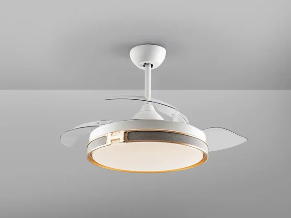Ventilador retráctil schuller Herón blanco oro LED 50-106 cm