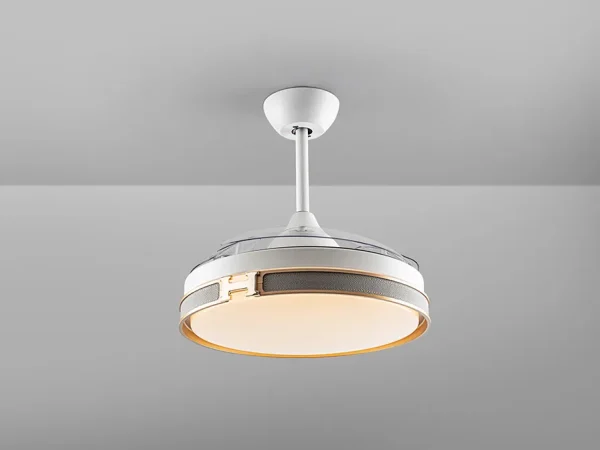 Ventilador retráctil schuller Herón blanco oro LED 50-106 cm