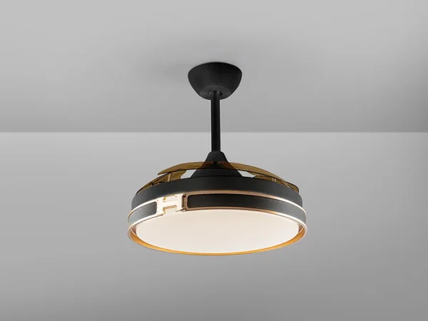 Ventilador retráctil schuller Herón negro oro LED 50-106 cm
