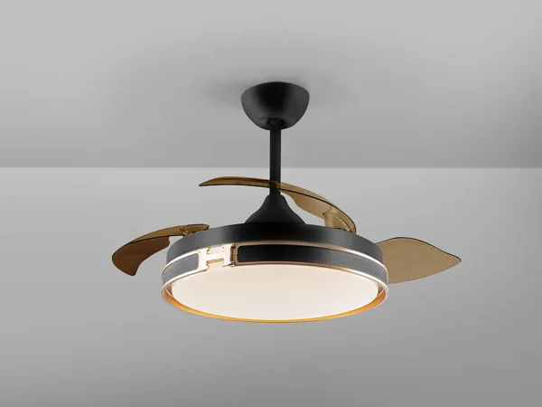 Ventilador retráctil schuller Herón negro oro LED 50-106 cm