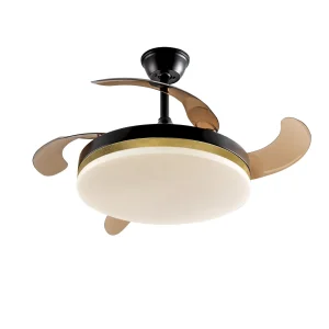 Ventilador retráctil schuller Vento negro oro LED 50-100 cm