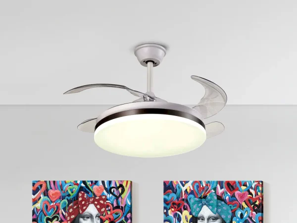 Ventilador retráctil schuller Vento blanco bronce LED 50-100 cm