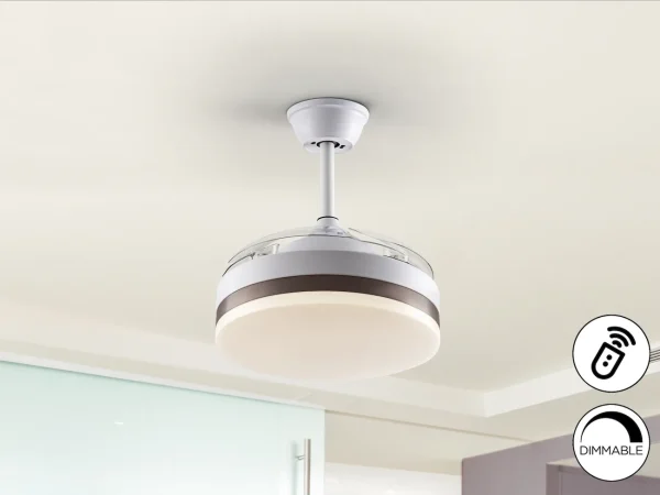 Ventilador schuller Vento Mini blanco bronce LED 40-90 cm
