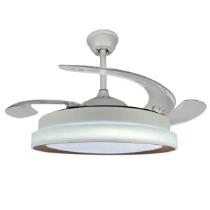 Ventilador de techo retráctil Sunaca Linares blanco oro LED 51-112 cm