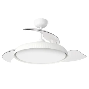 Ventilador retractil Zioneled Kant blanco luz LED 55-107 cm