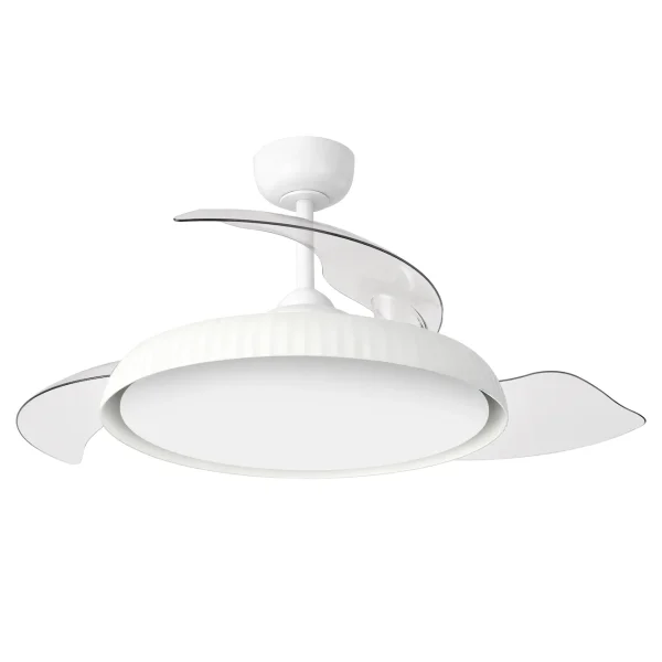 Ventilador retractil Zioneled Kant blanco luz LED 55-107 cm