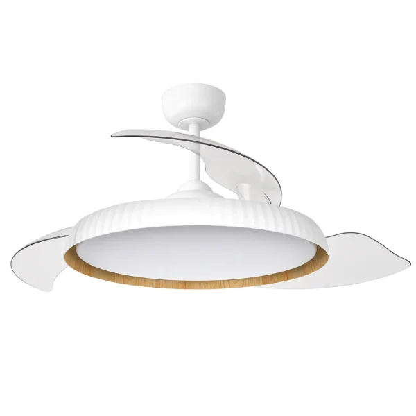 Ventilador retractil Zioneled Kant blanco luz LED 55-107 cm
