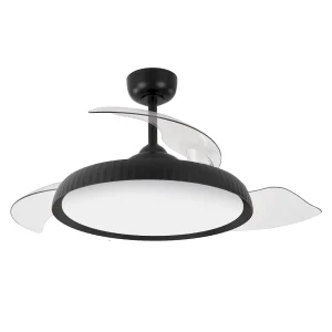 Ventilador retractil Zioneled Kant negro luz LED 55-107 cm