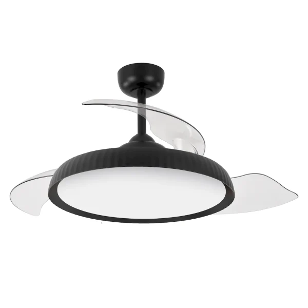Ventilador retractil Zioneled Kant negro luz LED 55-107 cm