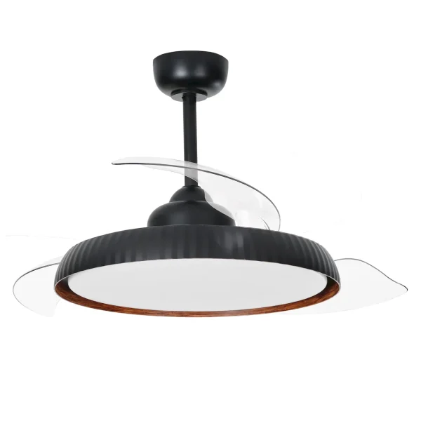 Ventilador retractil Zioneled Kant negro luz LED 55-107 cm