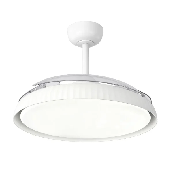 Ventilador retractil Zioneled Kant blanco luz LED 55-107 cm