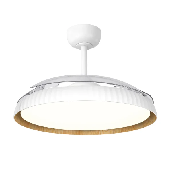 Ventilador retractil Zioneled Kant blanco luz LED 55-107 cm
