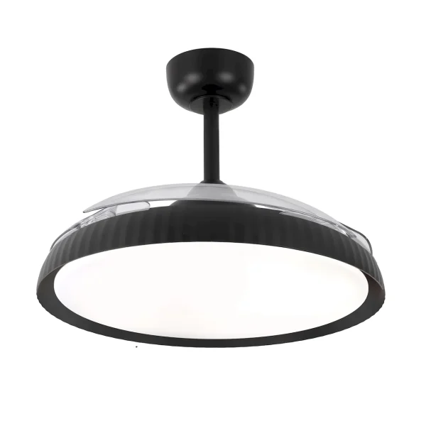 Ventilador retractil Zioneled Kant negro luz LED 55-107 cm