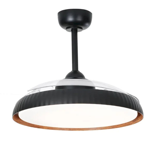 Ventilador retractil Zioneled Kant negro luz LED 55-107 cm